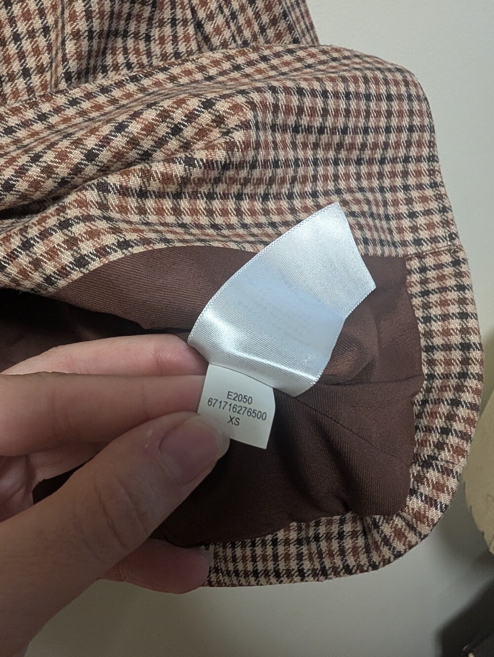 AYR Plaid Wool Blazer XS Brown Houndstooth Academia Preppy - Picture 5 of 9